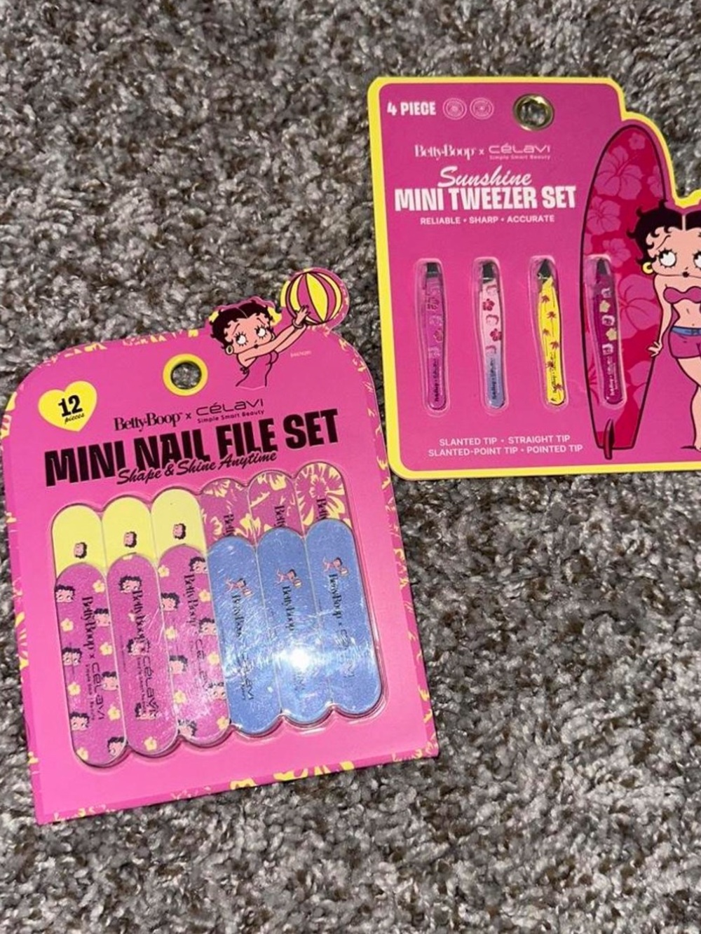 Betty Boop Pink and Blue Mini Nail File & Tweezer Gift Set